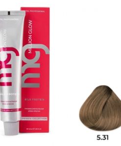 Крем-краска для волос TNL Million glow Private collection Silk protein 5.31 Светлый коричневый золотистый пепельный 100 мл